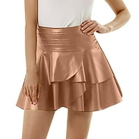 Ženska PU koža kožna suknja Nasleđena dizajn Čvrsta boja nepravilna a-line suknje za klub Basic Leisure Dailyer
