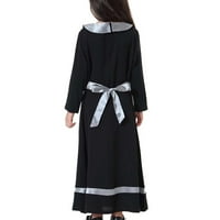 Safuny Girls'sen Jesen Maxi Line haljina muslimanska klirenca Čvrsta boja Princess haljina Comfy Fit