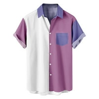 Yuwull majice za muškarce, muškarci casual modne patchwork patchwork ovratnik Ispis majica kratkih rukava