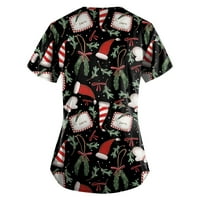 Ženski božićni zabavni kratki rukav V izrez Top rat Džepna košulja, košulja S-5XL