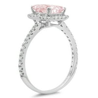 1.86ct smaragdni rez ružičasti simulirani dijamant 14k bijeli zlatni godišnjički angažman halo prstena