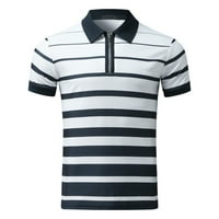 Muški ležerne majice Stripeni patentni zatvarač Isključite košulju za bluzu kratkih rukava za majicu