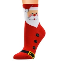 Čarape za žene Ženske tople čarape Pamučni božićni uzorak Udobne xmas čarape sive + jedna veličina