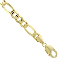 10K Čvrsto žuto zlato FIGARO lanac ogrlica sa konkalnim nikom, dugačak