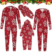 Uorcsa Fashion Mama Ležerne prilike za kućnu kućni kombinezon Božić s kapuljačom pidžama roditelj-dječja odjeća crvena