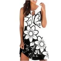 COTONIE Ljetne haljine za žene Trendy Boho cvjetni print Dress Hawer Okrugli vrat A-line bez rukava