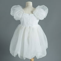 Djevojke Aaiaymet oblače dječju ljetnu suknju haljina modna naftana rukavica šifon bijeli kratki rukav princeza haljina rođendan, bijela 6- godina