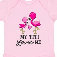Inktastic moj titi voli me sa dva Flamingos poklon baby Boy ili Baby Girl Bodiysuit