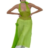 Yilvust ženski kupaći kostimi Bikini prekrivaju haljinu dugih rukava čista mreža Bodycon maxi duga haljina