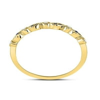 10KT Žuto zlato Žene okrugli plavi safir Diamond Spackanje prsten za bend CTTW