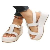 LUMENTO WOMENS platforme sandale na plaži Summer Sandal gležnja strana klinovne cipele Bež 7.5