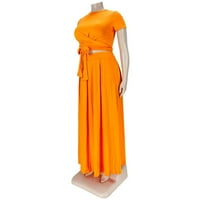 Ženske haljine velike veličine čistog kolor kaiševa s dugim dugim dvije set haljine
