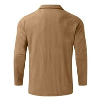 Khaki Men Polo majica Muška u Casual Jeseni prugasti tkanic T majica Okrenite majicu dugih rukava na