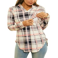 Žene Nursing Majice Dojenje vrhova majica Majznička majica sa džepovima Grid Champagne Grid l