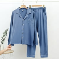 Cleance Mens pidžamas Postavite modalni kardigan s dugim rukavima kućna odjeća TrackSit Solid Rever