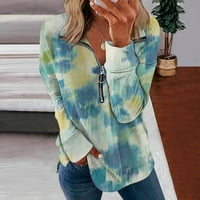 Strungten ženski kauzalni zip pulover dugih rukava ovratnik dukserice gradijent ispisa Activewear jakna