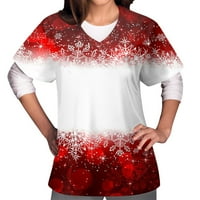 Ženska božićna odjeća kratki rukav V-izrez V-izrez Radna uniforma Pocket bluza Skraćene gornje majice