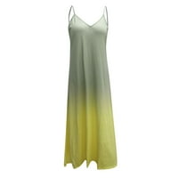 Gaiseeis Modni ženski V-izrez seksi verzija duga haljina labava remen gradient haljina žuta xxxl