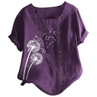 Majice kratkih rukava za žene labave ugrađene ležerne tuničke vrhove ljetnog cvijeta Print Comfy bluza