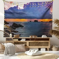 Veličina tapiserije, tropska morska obala zalazak sunca Prirodni krajolik veliki oblaci Egzotični krajolik, viseći prekrivač dekor poklopca kreveta, 88 88