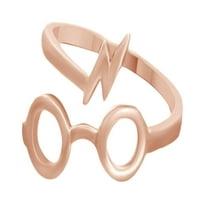 Harry Potter naočale za osvjetljavanje vijaka Otvoreni prsten u 14K ružičastog zlata preko sterlinga srebra