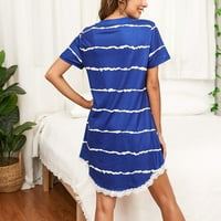 2dxuixsh majica za spavanje ženskih kratkih rukava Striped Sleephirt V izrez Čipka Slatka noćna adresa