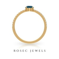 London Blue Topaz Solitaire i dijamantni prsten u francuskom pave Set, 14k žuto zlato, SAD 9.00