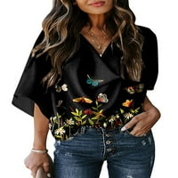 Bomotoo ženska tee cvjetna tiskana majica kratki rukav majica Boho Tunic Bluza Loungewear Ljetni vrhovi