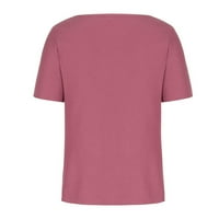 Ljetna bluza Ženski povremeni čvrsti kratki rukav Split V-izrez Knit Pulover Top bluza Dame Top Hot Pink XL