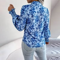 Ljetna bluza Ženska ležerna rukav kontrastna košulja za cvijeće boje Top Ladies Top Blue XL