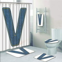 Pismo V odjeća moda sa majuskule V Abeceda Simbol Moderna kolekcija Kupatilo Postavi tuš Curkin kupatilo