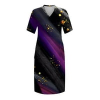 Najbolji poklon Qwang Velika haljina Ženska V-izrez ljetna haljina od ispisana haljina s kratkim rukavima