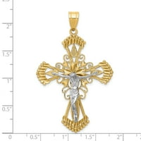 14k dva tona žuta zlata Gospodin Isus Krist Crucifi, Cross Religiozni privjesak Charm ogrlica Strasnica