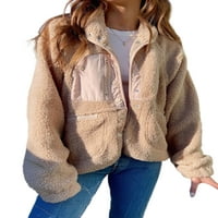 Glonme Women Plish Jackets Solid Color Fleece Fuzzy Jacks Sherpa kaput Zima Ležerne prilike s jednom