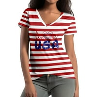 4. jula T 3D košulja za ispis, žene V izrez, modne klasične košulje na ženskim kratkim rukavima, žene