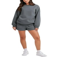 Eyicmarn ženska odjeća za vježbanje postavljaju pulover pulover i kratke hlače sa džepovima Yoga Activewear
