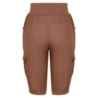 Plus veličine Hlače Žene čvrste boje elastične labave hlače Ravne široke pantalone za noge sa džepom