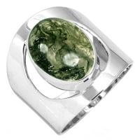 Prirodna mahovina Agate ženski nakit Sterling srebrni prsten
