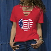 Ženske majice Dan nezavisnosti Ispiši V izrez majica kratkih rukava