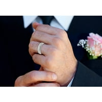 14k bijelo zlato 8 kamenola okruglo Diamond Muška udobnost FIT Wedding Band prsten