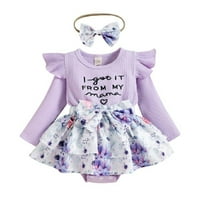 Baozhu Jesen TODDLER modna haljina za ispis + band band bebi set 0- mjeseci novorođene dječje dječje dječje bodilje