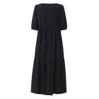 Xinqinghao Žene Čvrsto ležerne haljine za sunčanje Labava kratka haljina kratkih rukava ruffle swing