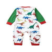 LICUPIEE podudaranje porodice božićne pidžame set dinosaur Print plairano spavanje za spavanje za obiteljsku