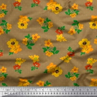 Soimoi smeđa poliester Crepe tkanina točka, lišće i leptir cvjetni tkanini otisci sa dvorištem širom