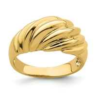 Čvrsta 14K žuta zlatna škampa modna prstena veličine 6,5