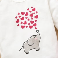Canrulo Baby Girls Heutfent Valentinovo odredni outfits Set Romper + Hearts Hlače Bijela 6-mjeseci