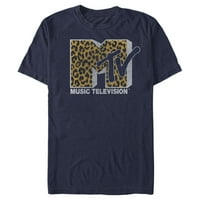 Muški MTV Cheetah Print Logo Grafički tee Navy Blue Medium
