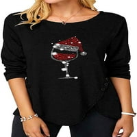 Ženska majica s dugim rukavima otisnuta Crewneck casual vrhovi labavi fit osnovni trendi bluzi za bluzu up pad tee