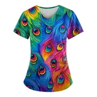 Ženske vrhove Ženska bluza s kratkim rukavima, Ležerne prilike za ispisane ljetne posade T-majice Tuničke majice Multicolor 5xl