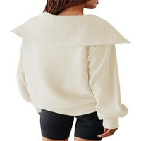 Paille žene dukserište čvrste boje na vrhu pulover rever-fit zimske majice marelica m